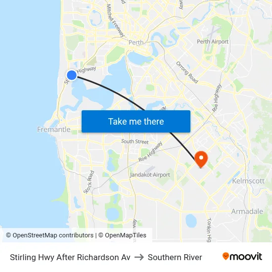 Stirling Hwy After Richardson Av to Southern River map