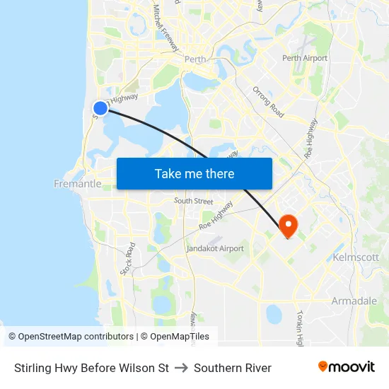 Stirling Hwy Before Wilson St to Southern River map
