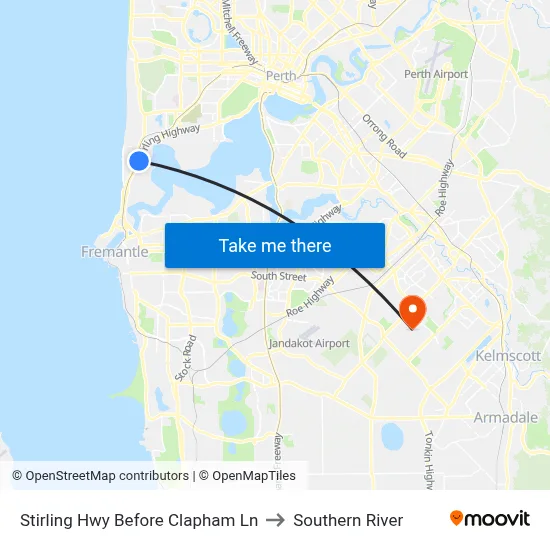 Stirling Hwy Before Clapham Ln to Southern River map