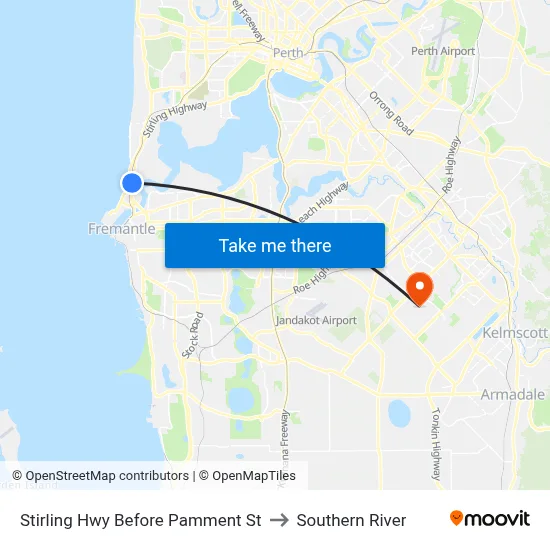 Stirling Hwy Before Pamment St to Southern River map