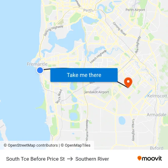 South Tce Before Price St to Southern River map