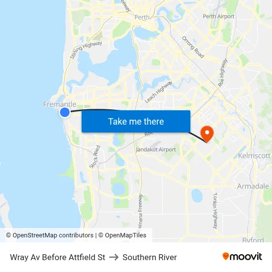 Wray Av Before Attfield St to Southern River map