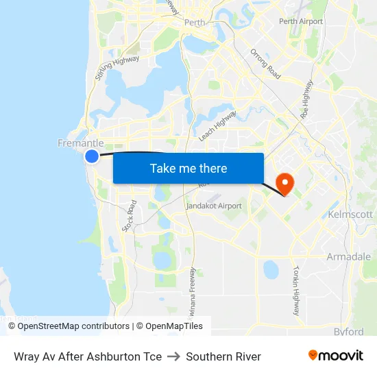 Wray Av After Ashburton Tce to Southern River map