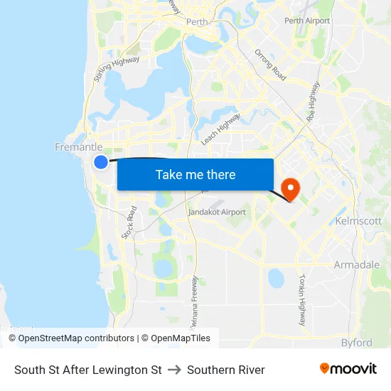 South St After Lewington St to Southern River map