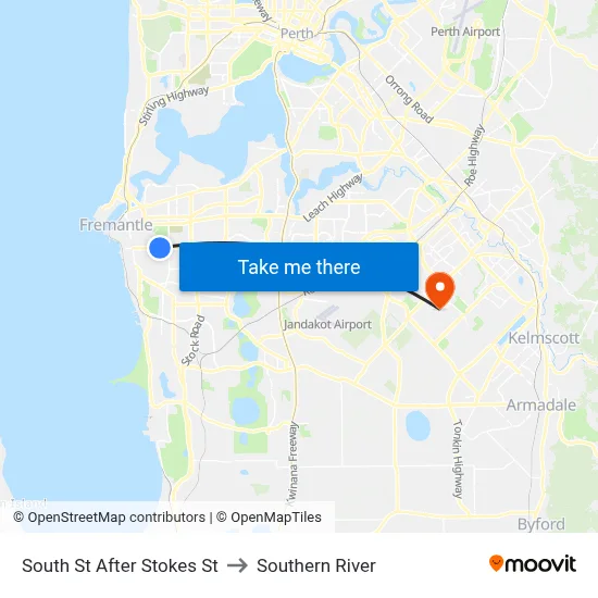 South St After Stokes St to Southern River map