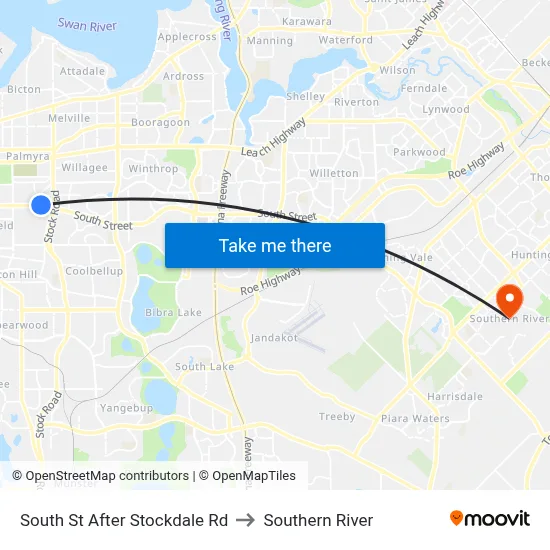 South St After Stockdale Rd to Southern River map