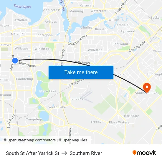 South St After Yarrick St to Southern River map