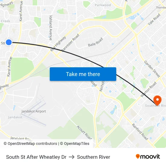 South St After Wheatley Dr to Southern River map