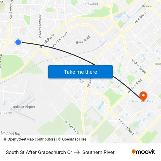 South St After Gracechurch Cr to Southern River map