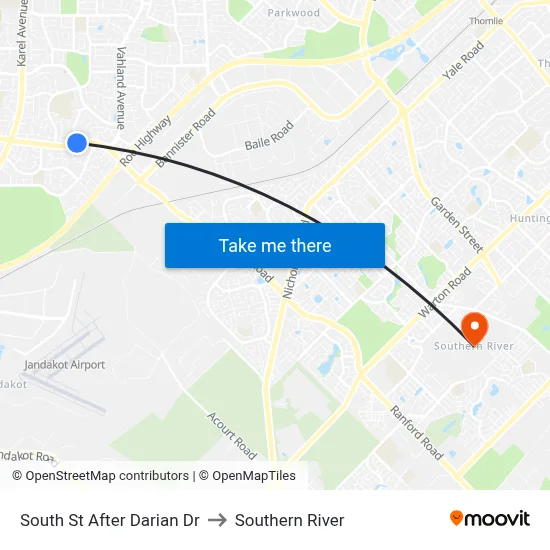 South St After Darian Dr to Southern River map