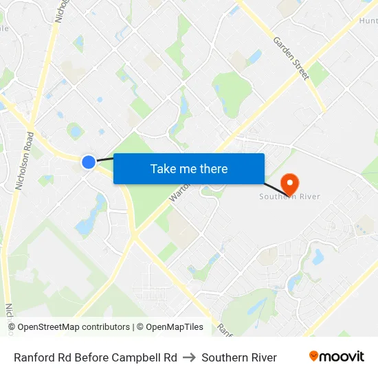 Ranford Rd Before Campbell Rd to Southern River map