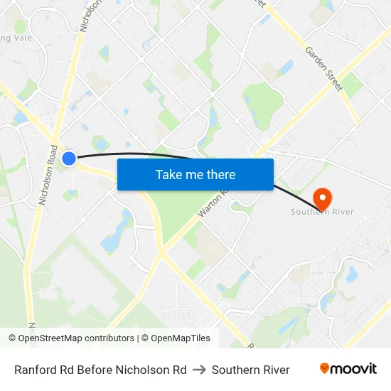 Ranford Rd Before Nicholson Rd to Southern River map