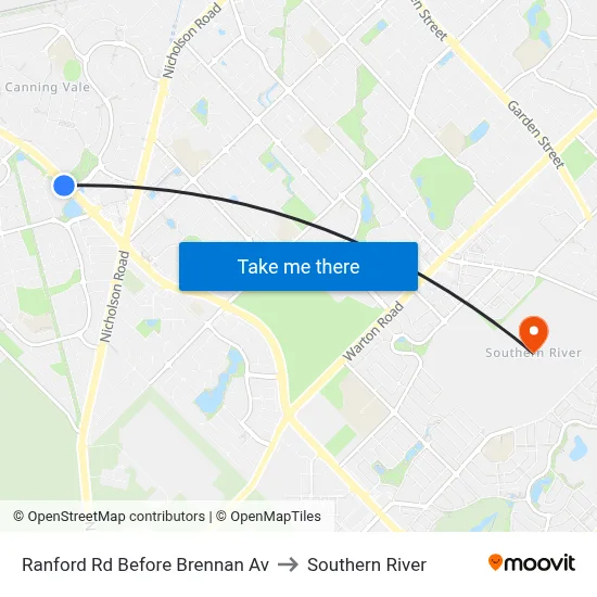 Ranford Rd Before Brennan Av to Southern River map