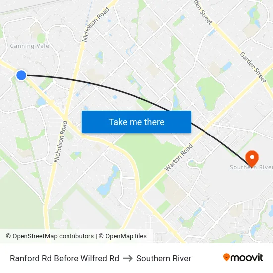 Ranford Rd Before Wilfred Rd to Southern River map