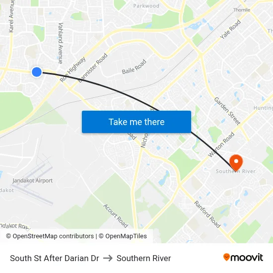 South St After Darian Dr to Southern River map