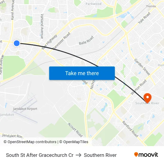 South St After Gracechurch Cr to Southern River map