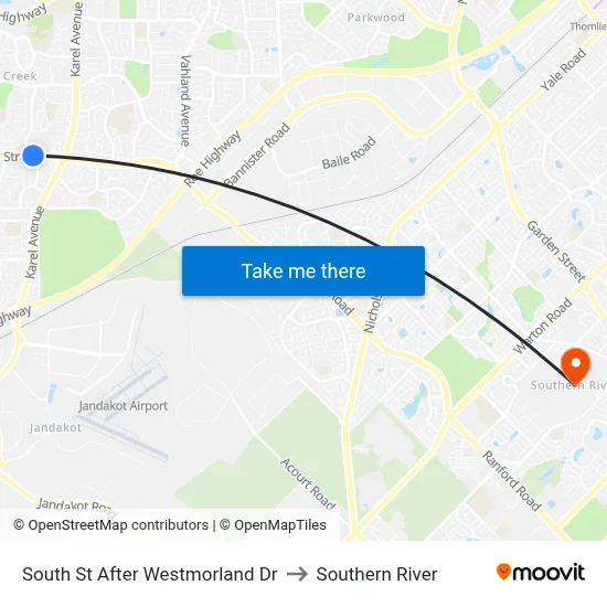 South St After Westmorland Dr to Southern River map
