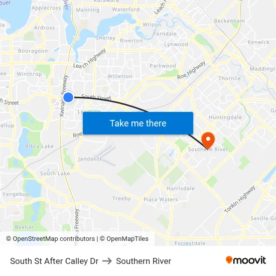 South St After Calley Dr to Southern River map
