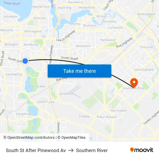 South St After Pinewood Av to Southern River map
