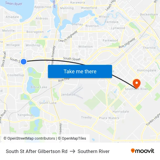 South St After Gilbertson Rd to Southern River map