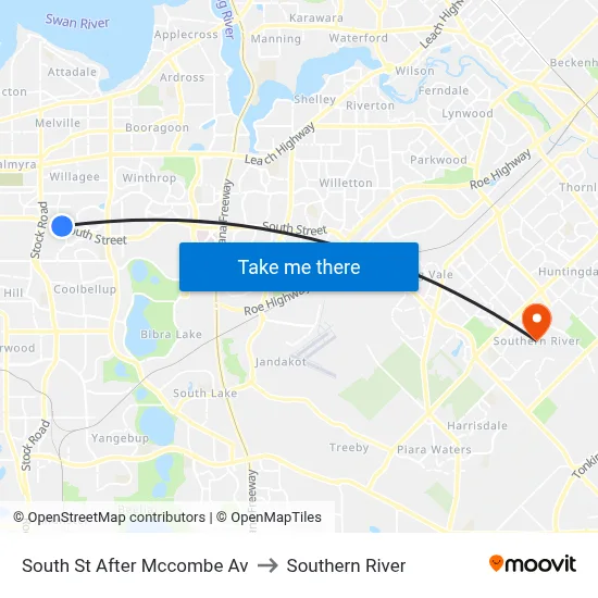 South St After Mccombe Av to Southern River map