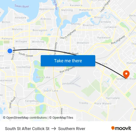 South St After Collick St to Southern River map
