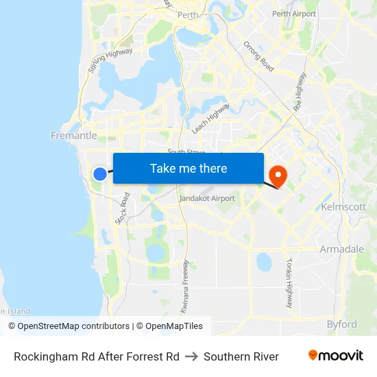 Rockingham Rd After Forrest Rd to Southern River map