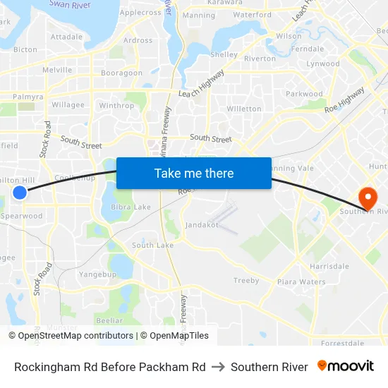 Rockingham Rd Before Packham Rd to Southern River map