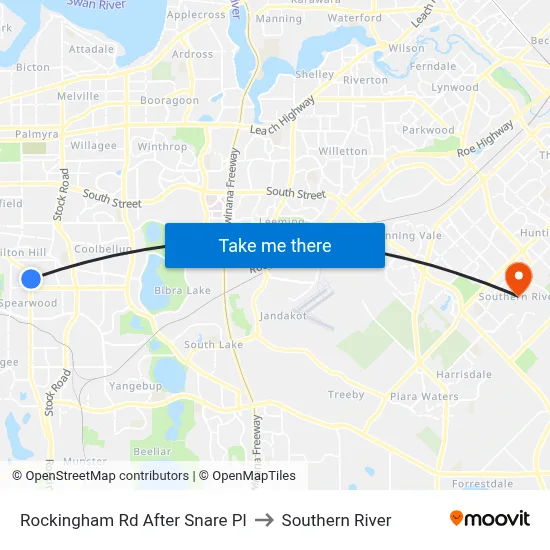 Rockingham Rd After Snare Pl to Southern River map