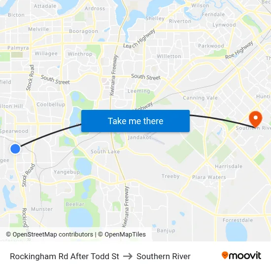 Rockingham Rd After Todd St to Southern River map