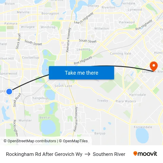 Rockingham Rd After Gerovich Wy to Southern River map