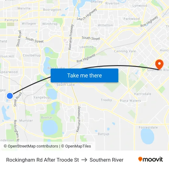Rockingham Rd After Troode St to Southern River map