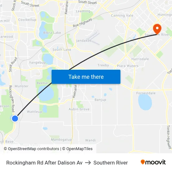 Rockingham Rd After Dalison Av to Southern River map