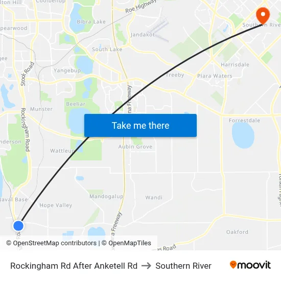 Rockingham Rd After Anketell Rd to Southern River map