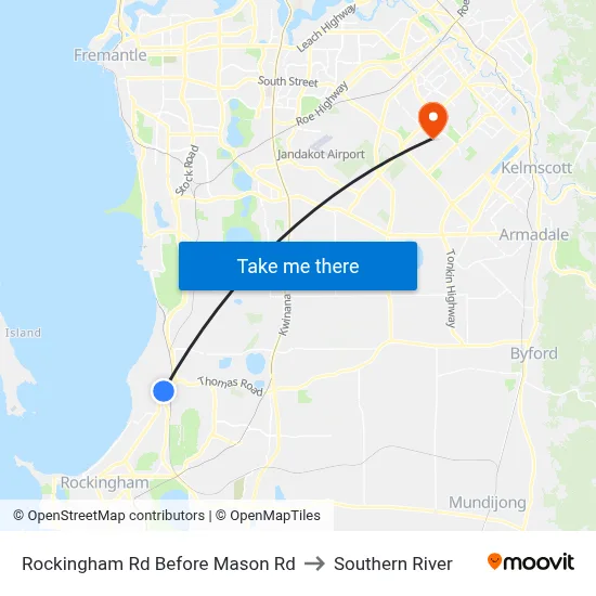 Rockingham Rd Before Mason Rd to Southern River map