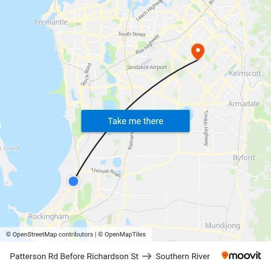 Patterson Rd Before Richardson St to Southern River map