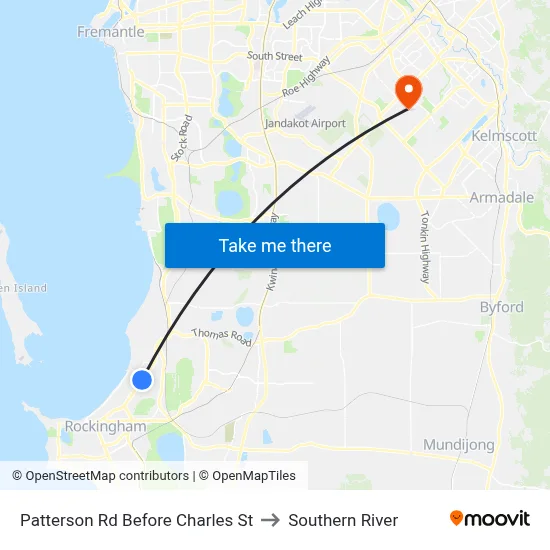 Patterson Rd Before Charles  St to Southern River map