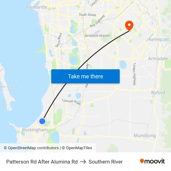 Patterson Rd After Alumina Rd to Southern River map