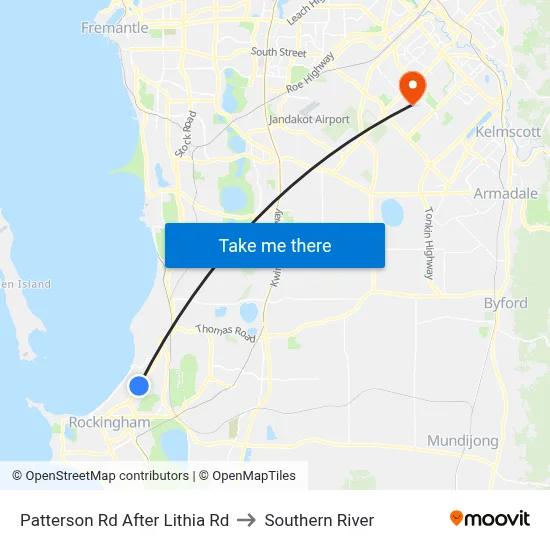 Patterson Rd After Lithia Rd to Southern River map
