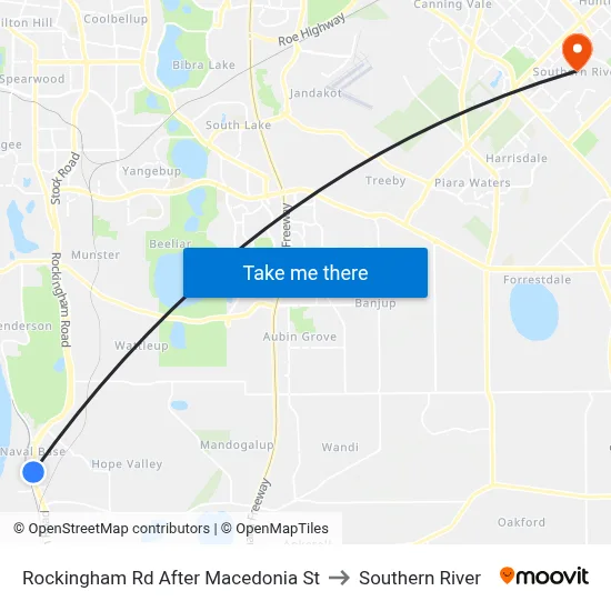 Rockingham Rd After Macedonia St to Southern River map
