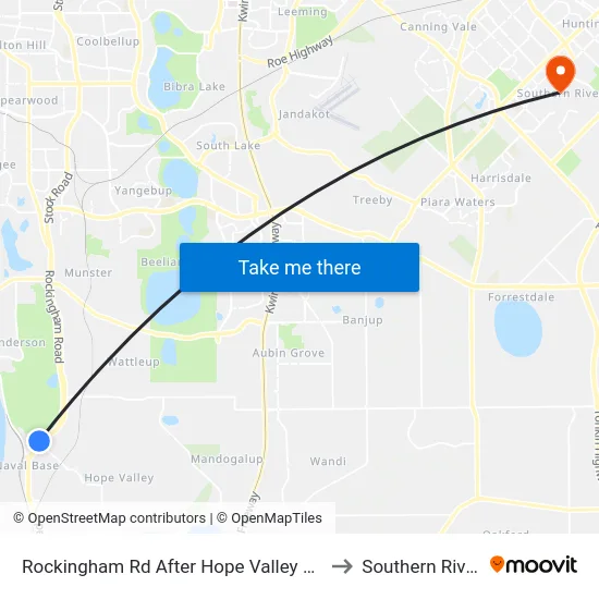 Rockingham Rd After Hope Valley Rd to Southern River map