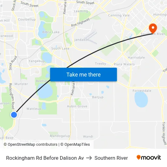 Rockingham Rd Before Dalison Av to Southern River map