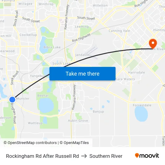 Rockingham Rd After Russell Rd to Southern River map
