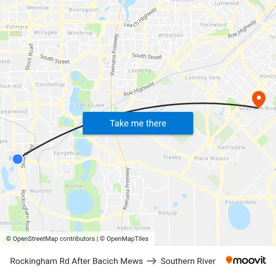 Rockingham Rd After Bacich Mews to Southern River map