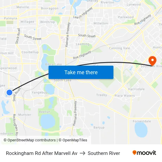 Rockingham Rd After Marvell Av to Southern River map