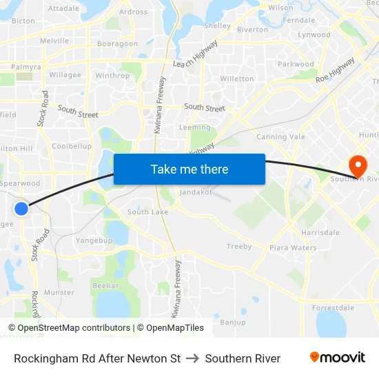 Rockingham Rd After Newton St to Southern River map