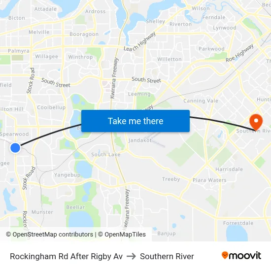 Rockingham Rd After Rigby Av to Southern River map