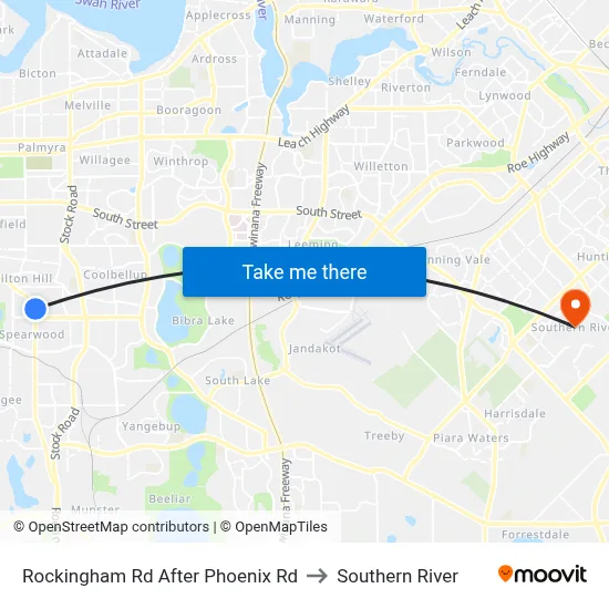 Rockingham Rd After Phoenix Rd to Southern River map