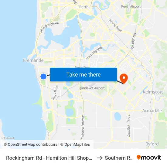 Rockingham Rd - Hamilton Hill Shopping Ctr to Southern River map