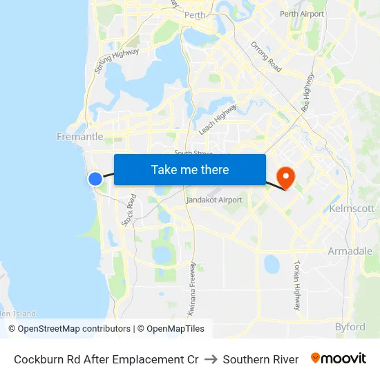 Cockburn Rd After Emplacement Cr to Southern River map